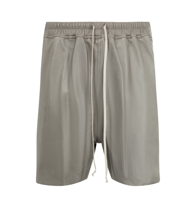 Image 1 of 3 - GREY - RICK OWENS Boxer Shorts featuring drawstring at elasticized waistband, two-pocket styling, dropped inseam and vented cuffs.