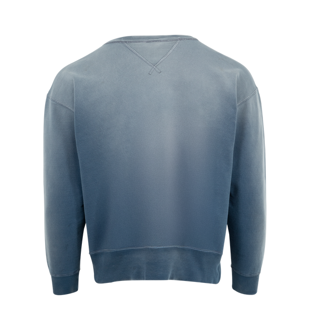 Image 2 of 2 - NAVY - SAINT MICHAEL Saint Crewneck Sweatshirt featuring classic-fit, pullover, crewneck, graphic text and print at front and ribbed cuffs and hem. 100% cotton.