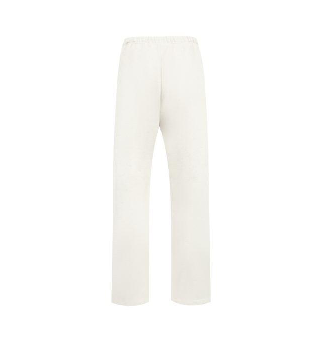 Image 2 of 3 - WHITE - FEAR OF GOD ESSENTIALS Flare Sweatpant featuring 480gsm core fleece, relaxed silhouette that extends into a flared leg, encased elastic waistband with elongated drawcords, side seam pockets and a Fear of God Essentials rubberized label stitched at the center front. 80% cotton, 20% polyester.