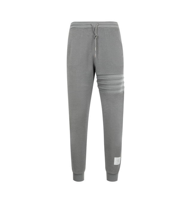 Image 1 of 4 - GREY - Loopback 4 Bar Sweatpants featuring iconic 4-Bar detailing, drawstring waistband with silver tone aglets, name tag applique, slip side pockets and signature striped grosgrain loop tab. 100% cotton. Made in Italy.
