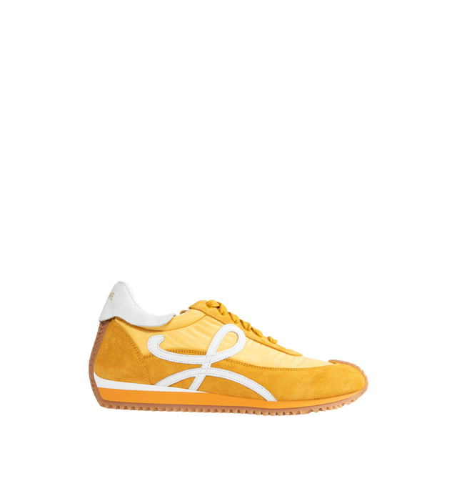 Image 1 of 5 - YELLOW - LOEWE Flow Runner featuring gold LOEWE logo, embossed Anagram on tongue and L monogram on the side. Nylon/Suede. Made in Italy. 