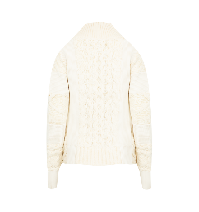 Image 2 of 2 - WHITE - SACAI Wool Knit Blouson featuring stand collar, two way zip front closure, ribbed cuffs and collar, long sleevse and front pockets. Wool.