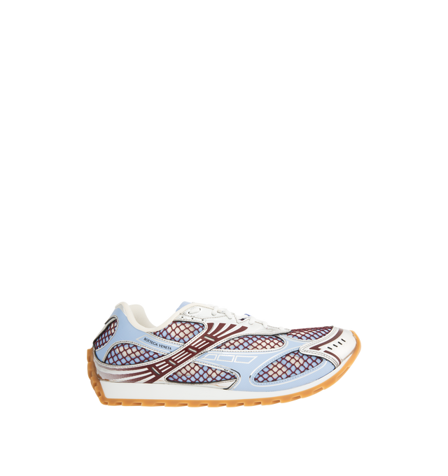 Image 1 of 5 - BLUE - Bottega Veneta Sneakers featuring mechanical textile upper, rubber sole, lace-up front, padded collar and tongue with Bottega Venneta logo detail at tongue. Made in Italy.