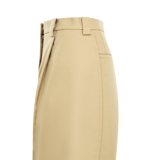 Image 3 of 4 - BROWN - BALENCIAGA Tulip Bermuda Shorts featuring double cotton, tulip shape with two distinct panel-like constructions on the front and back, evokes flower petals, open sides, mid-rise waist, covered zip fly, 5 belt loops, 2 front slash pockets and 2 back pipied pockets. 99% cotton, 1% polyamide. Made in Italy.
