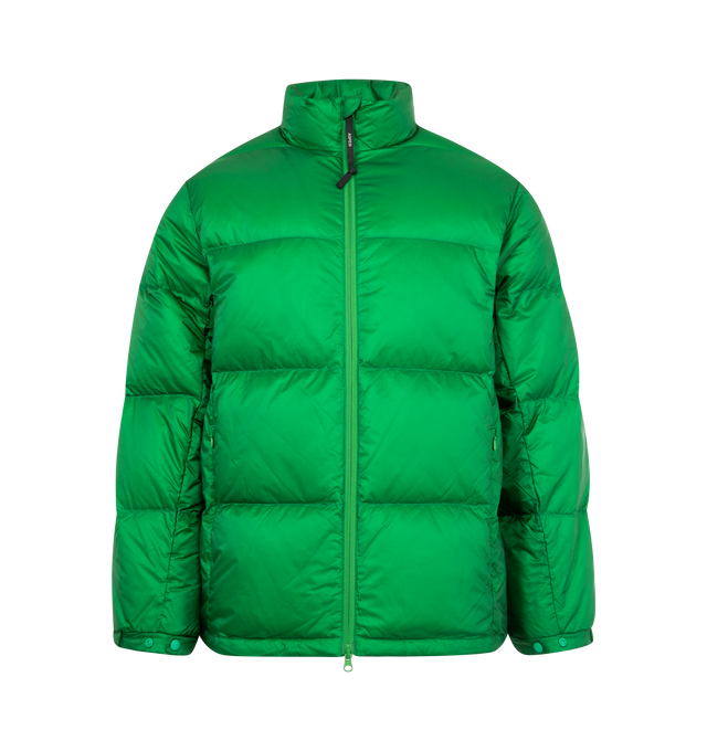 Image 1 of 3 - GREEN - ASPESI Noguchi Jacket featuring stand collar, zip front closure, side pockets with zipper and quilted puffer.