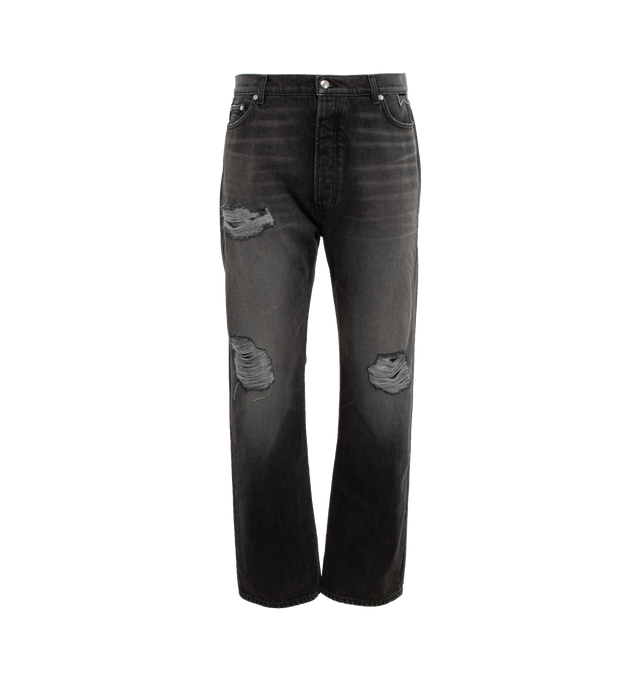 Image 1 of 5 - BLACK - RHUDE Classic Fit Stretch Cotton Denim Jeans in a mid-rise design with distinctive seamlines, an integrated boxer brief, and exclusive Rhude Closure button & hardware for a personalized touch. 98% COTTON, 2% ELASTANE. 