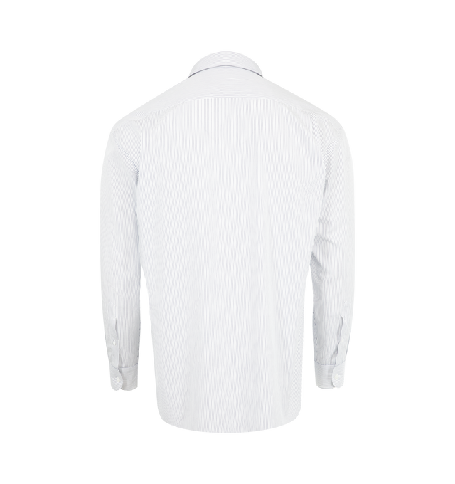 Image 2 of 2 - WHITE - THE ROW Miller Shirt featuring classic button-up shirt in washed cotton poplin with slim back yoke, curved hem, and exposed front placket with mother-of-pearl buttons. 100% cotton. Made in Italy.