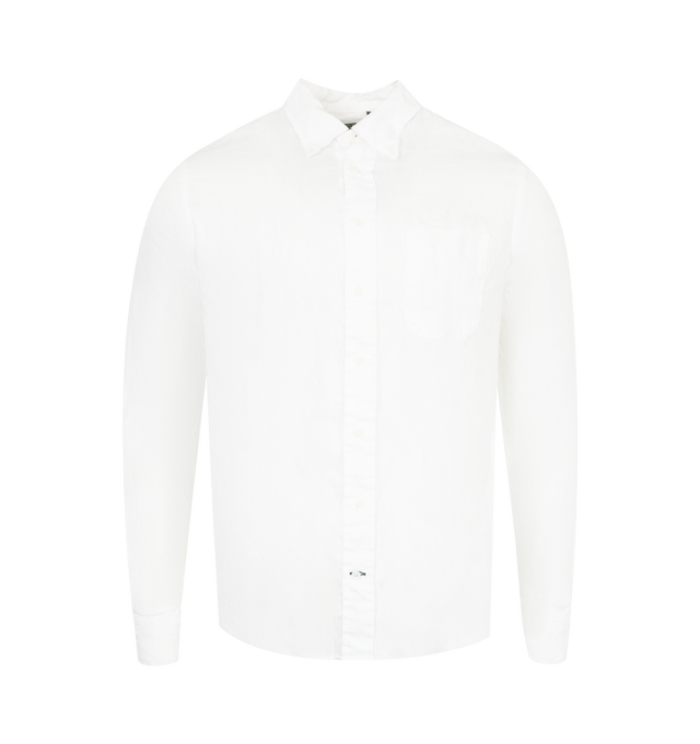 Image 1 of 2 - WHITE - Gitman Bros Button Down Shirt has a button-down collar, a covered front button placket, a locker loop, a chest pocket, a center-back pleat, and adjustable button cuffs. 100% cotton. Made in USA.