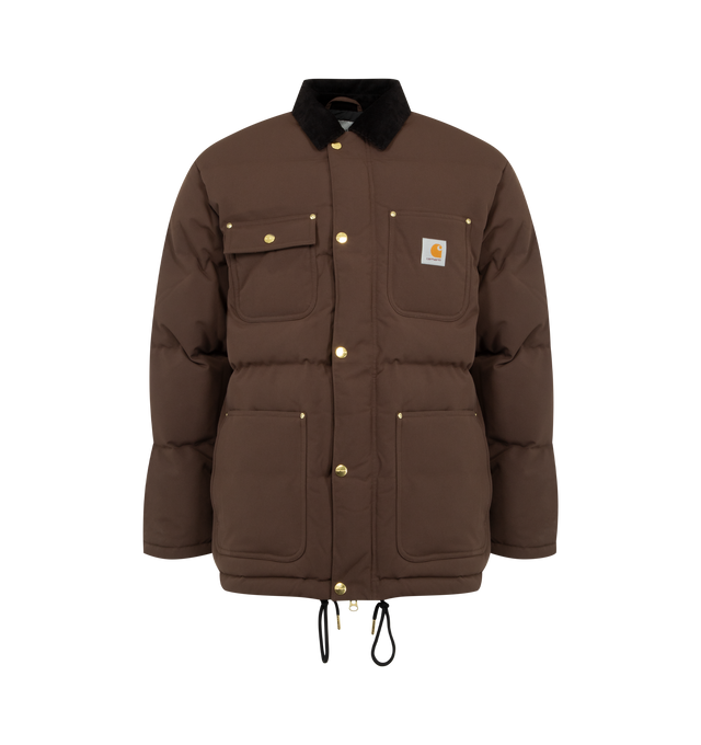 Image 1 of 2 - BROWN - CARHARTT WIP Rayler Jacket featuring water repellent fabric, recycled polyester taffeta lined, inside chest pocket, adjustable and removable artificial fur collar, adjustable hem, rib-knit storm cuffs, front closure with personalized snap buttons and hidden two-way zip, front pockets, one with flap and personalized snap closure, rivets on stress points of pockets and square label. 100% nylon canvas.