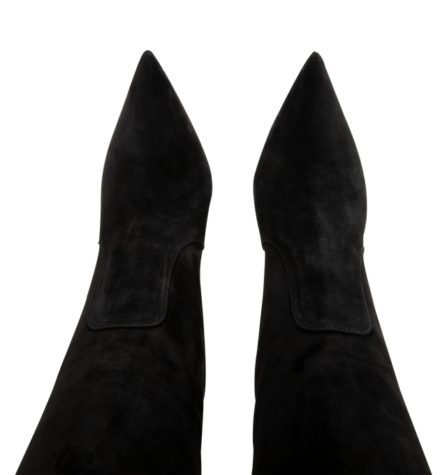 Image 4 of 4 - BLACK - GIANVITO ROSSI Hansen Suede Knee Boots featuring pointed toe and pull-on style. Lining: Goat leather. Made in Italy.