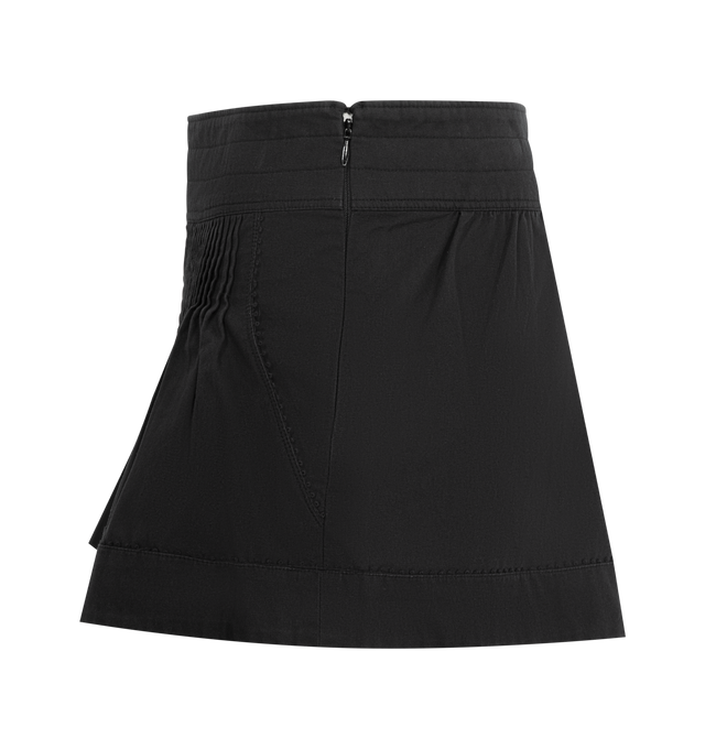 Image 3 of 3 - BLACK - ISABEL MARANT Cybila Short featuring tightly spaced pintucks to create volume, trimmed with delicate cotton picot lace at the cuffs and pockets, lightly padded waistband, hidden side-zip closure and front slant pockets. 100% cotton.