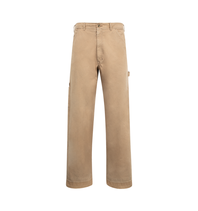 Image 1 of 3 - BROWN - MAISON MARGIELA 5 Pocket Pants featuring zip fly with button closure, 5-pocket design, midweight denim fabric and straight leg. 100% cotton. Made in Italy.