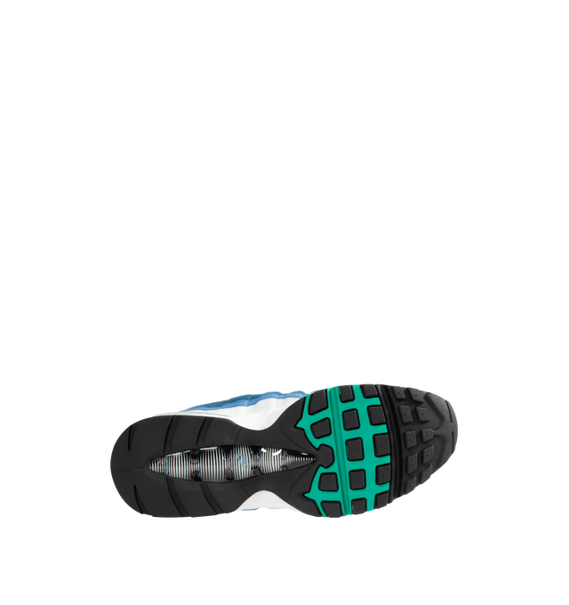 Image 4 of 5 - BLUE - NIKE Air Max 95 OG Sneaker featuring layers of leather, visible Max Air cushioning, low-cut collar and flex grooves in midsole and outsole.