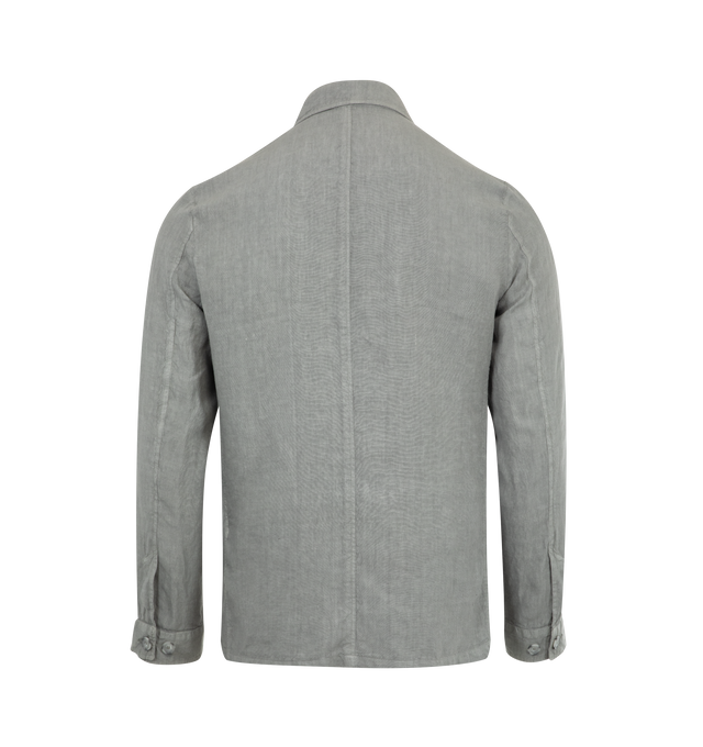 Image 2 of 2 - GREY - 120% LINO Sahariana Jacket featuring regular fit, three front patch pockets, classic collar and button closure. 100% linen.