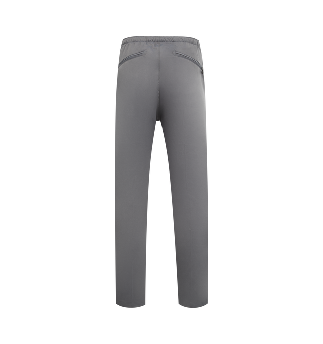 Image 2 of 3 - GREY - NEEDLES Warm Up Pant featuring tapered leg, sporty design with a drawcord waist and zip pockets and embroidered butterfly logo. 86% polyester, 12% wool, 2% polyurethane. Made in Japan.