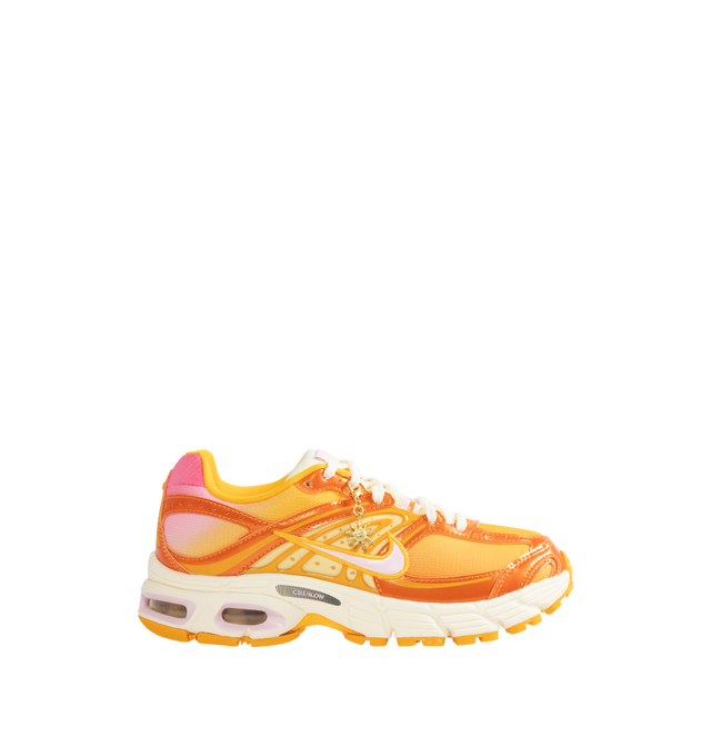 Image 1 of 5 - ORANGE - NIKE Air Max Moto 2K Sneaker featuring metallic accents, Max Air cushioning, upper mixes synthetic leather and textile, foam midsole and rubber outsole.