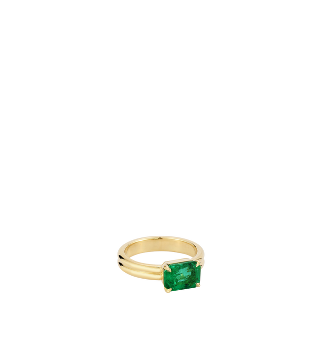 Image 1 of 3 - GOLD - JEMMA WYNNE FORME Emerald Pinky Ring featuring 18k Yellow Gold and Emerald - 1.4cts. Hirshleifers offers a range of pieces from this collection in-store. For personal consultation and detailed information about jewelry, please contact our dedicated stylist team at personalshopping@hirshleifers.com.This item may be restricted for online purchase to international clients. For assistance purchasing this item please contact our dedicated stylist team at personalshopping@hirshleifers.com.