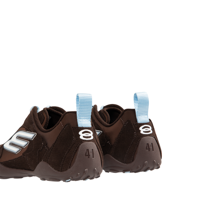 Image 3 of 5 - BROWN - BALENCIAGA Monday Ultra Sneaker featuring worn-out effect, Balenciaga logo embossed on the exterior, 3B sports icon artwork embroidered on the tongue, 3B sports icon artwork in rubber on each side, unity logo embroidered at the back of the heel, debossed size at the back of the heel and back pull-on tab. Upper: cotton, polyester. Sole: rubber.