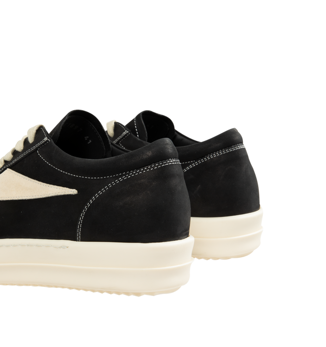 Image 3 of 5 - BLACK - Rick Owens DRKSHDW Vintage Sneaks Sneakers featuring low top, lace-up closure, calfskin suede appliqu at sides, twill lining and treaded rubber sole. Upper: textile, calfskin. Sole: rubber. Made in Italy.