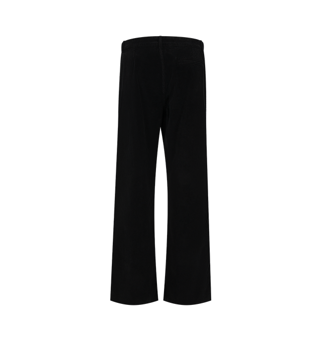 Image 2 of 3 - BLACK - The Row Men's Paulo Pants are crafted from compact wide-wale cotton velvet corduroy with a soft, textural hand and durable construction. Designed with a relaxed wide-leg silhouette that sits at the natural waist, these designer pants feature a pleated front, side slash pockets, and a single back welt pocket. The fabric is dyed and specially treated to create a subtly uneven, worn-in effect while enhancing the depth and richness of the Faded Black color. Main Material: 100% Cotton. Fit
