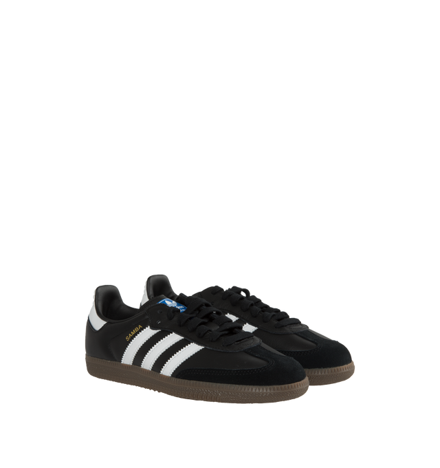 Image 2 of 5 - BLACK - ADIDAS Samba Classic Sneakers featuring lace-up style with suede overlays, synthetic leather uppers, lightweight EVA midsoles and gum rubber outsoles.