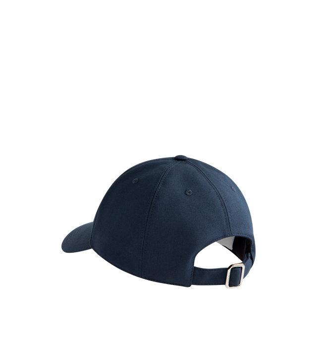 Image 2 of 2 - NAVY - GIVENCHY Embroidered Cap in cotton featuring curved brim, embroidered GIVENCHY Paris signature and tab with GIVENCHY-engraved metal buckle on the back. 100% cotton. Lining: 100% cupro.