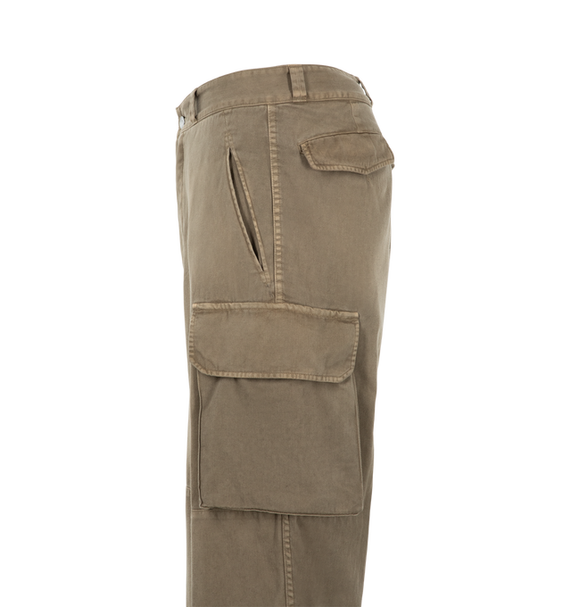 Image 3 of 3 - GREEN - A.Presse Vintage FA HBT M-47 Pants are crafted from cotton herringbone twill and feature a military-inspired six-pocket design based on classic French Army M-47 field trousers. Designed with a relaxed silhouette and utilitarian detailing, this heritage-inspired style combines durable construction with authentic vintage character. Main Material: 100% Cotton. Made in Japan.