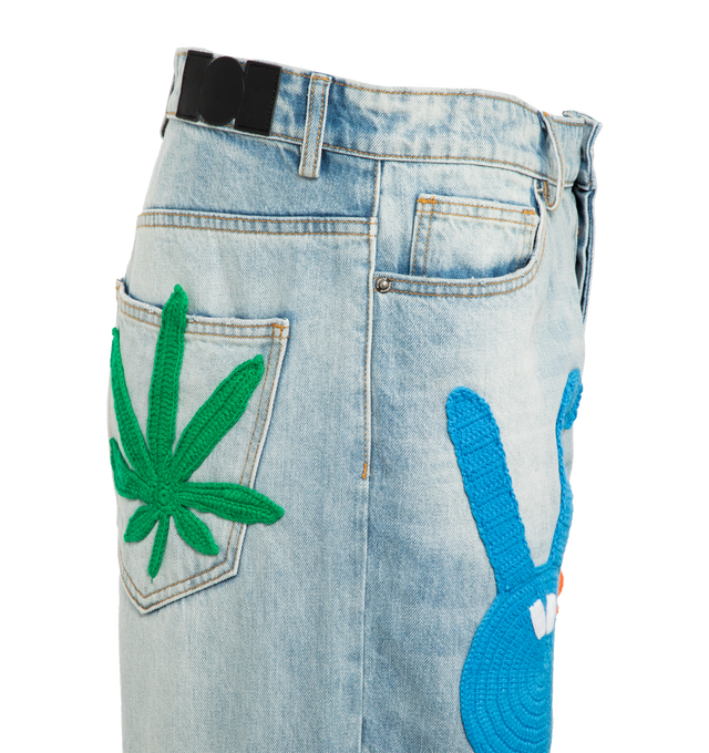 DENIM KNIT PATCHWORK JEANS
