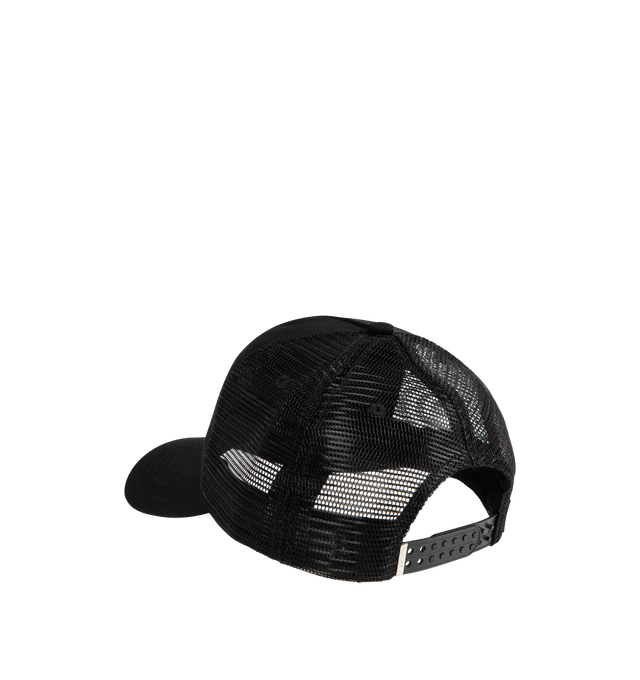 Image 2 of 3 - BLACK - AMIRI Trucker Hat featuring MA icon, curved brim, embroidered eyelets and double back fastening. Cotton, polyester, viscose. Made in United States.