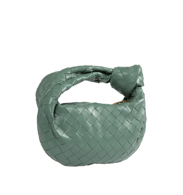 Image 2 of 3 - GREEN - BOTTEGA VENETA mini "Jodie" bag in Intreciatto nappa leather featuring a knotted strap and zip closure. Made in Italy.  