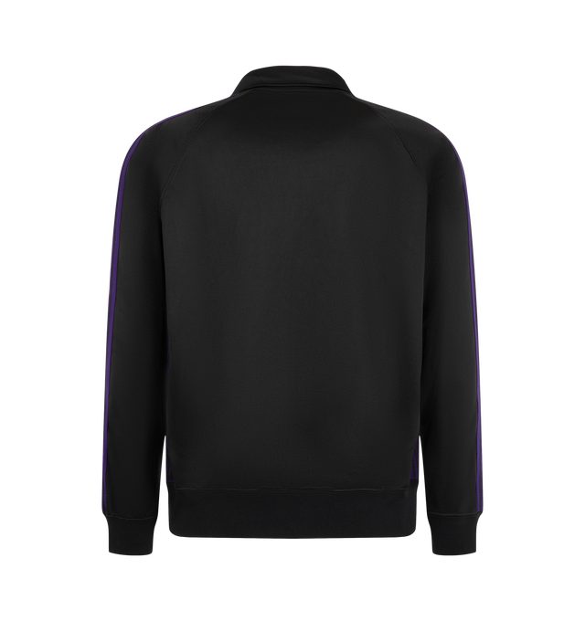 Image 2 of 3 - BLACK - Needles Men's Track Jacket is crafted from smooth polyester jersey and features the brand's signature Papillon embroidery, a front zip closure, and a relaxed-fit silhouette. Designed with excellent stretch and breathability, this sportswear-inspired style is finished with zip pockets for everyday functionality. Main Material: 100% Polyester. Made in Japan.