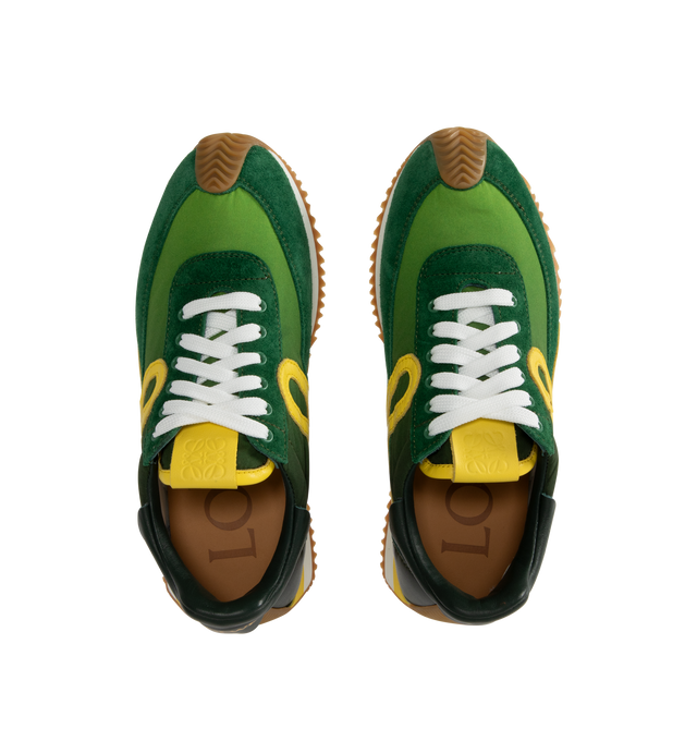 Image 5 of 5 - BLUE - Loewe Women's Sneaker in nylon and calfskin featuring an asymmetrical toe shape, a sock-like internal structure with cloud motifs on the tongue and a lightweight rubber outsole that extends to the toecap. Featuring double laces, L monogram at the side, embossed Anagram on the tongue and injected rubber LOEWE on the heel tab. Made in Italy.
