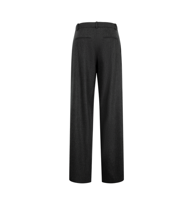 Image 2 of 3 - BLACK - Khaite Women's Pleated Trouser is crafted from lightweight Italian wool-cashmere shirting and features a mid-rise silhouette inspired by classic menswear tailoring. Designed with paired reverse pleats placed close together to maintain clean lines, this refined style is finished with belt loops, on-seam side pockets, back welt pockets, and a subtly lowered front rise. Main Material: 90% Virgin Wool, 8% Cashmere, 2% Elastane. Rise: Mid Rise. Pockets: On-Seam Side Pockets, Back Welt Pock