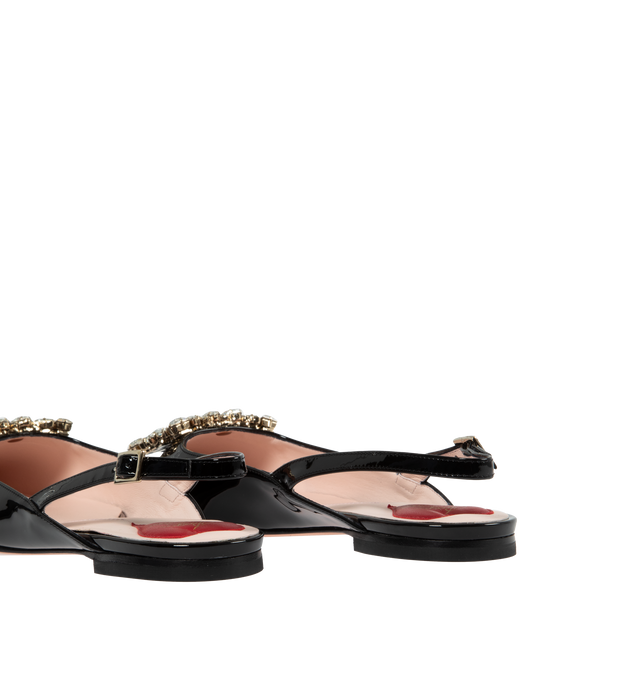 Image 3 of 4 - BLACK - ROGER VIVIER Strass Buckle Slingback Ballerinas in Patent Leather featuring patent leather upper, tapered toe, crystal buckle, heel strap and leather insole with heart-shaped insert. Leather outsole. Made in Italy. 