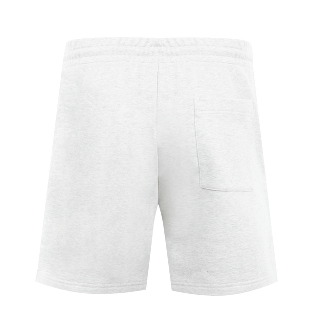 Image 2 of 3 - GREY - CASABLANCA PVC Patch Sweat Shorts featuring drawstring at elasticized waistband, three-pocket styling and logo printed at back pocket. 100% organic cotton. Made in Portugal.