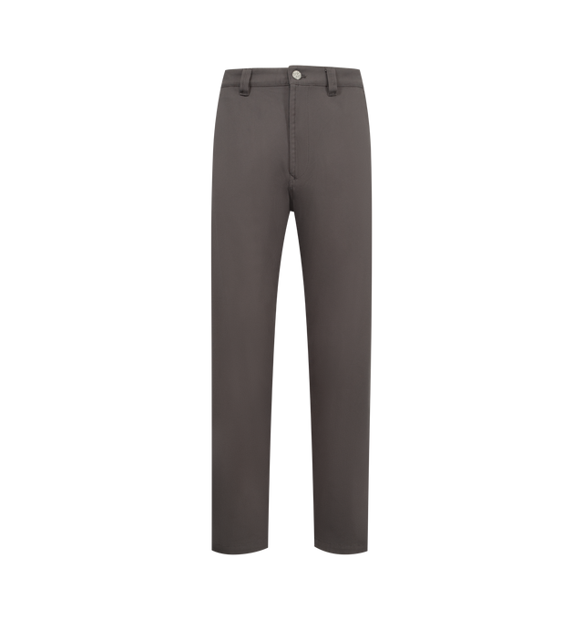 Image 1 of 3 - GREY - STONE ISLAND Loose Fit Trousers featuring angled hand pockets with second vertical snap pocket on right side, back patch pockets, one with flap and concealed double snap, and the other with Compass logo patch, zip fly and button fastening and loose fit. 100% cotton.