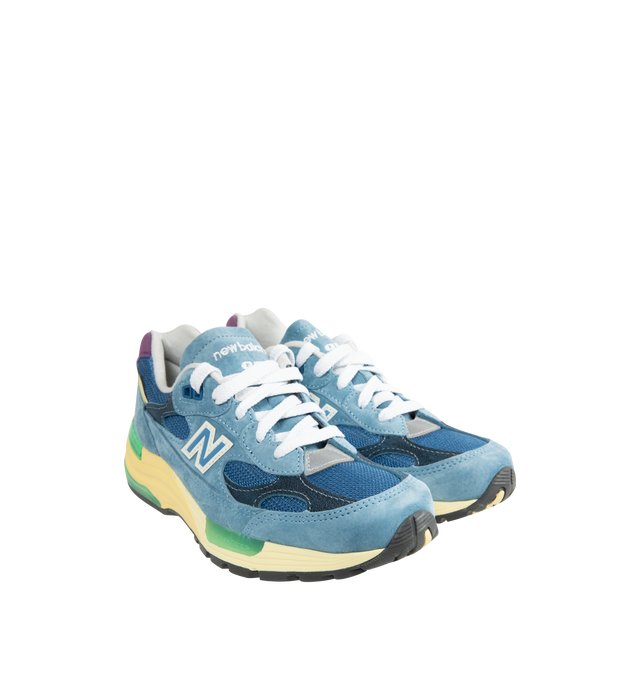 Image 2 of 5 - BLUE - NEW BALANCE Made in USA 992 Sneaker featuring ABZORB cushioning at heel and forefoot, combination ENCAP and C-CAP midsole, reflective accents, mesh upper, suede and synthetic overlays and NDurance rubber outsole.