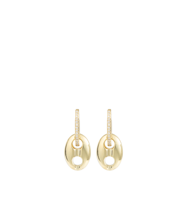 Image 1 of 1 - GOLD - Jenna Blake Mini Gold Mariner Links with Diamond Huggie earrings crafted from 18k yellow gold and diamonds.