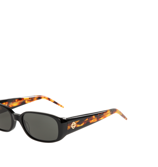 Image 3 of 3 - BROWN - CASABLANCA Oval Stripe Acetate Sunglasses featuring gold-tone logo emblem and tortoiseshell stripe at arms, oval frame and non-polarized lenses. Acetate frame, plastic lenses.