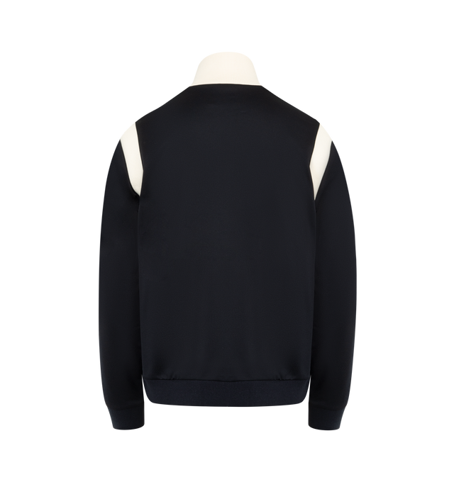 Image 2 of 3 - NAVY - ADIDAS X WALES BONNER Twill Track Top featuring funnel neck, full-zip closure, long sleeves with ribbed cuffs, stripes at shoulders, logos at left and right chest, two side hand pockets and ribbed hem. 57% polyamide, 39% cotton, 4% spandex. Lining: 100% cotton.