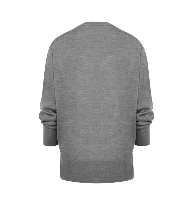 Image 2 of 2 - GREY - TOTEME Wool Silk Knit Sweater featuring crew neck, long sleeves, straight hem and ribbed collar, cuffs and hem. 75% wool, 25% silk.
