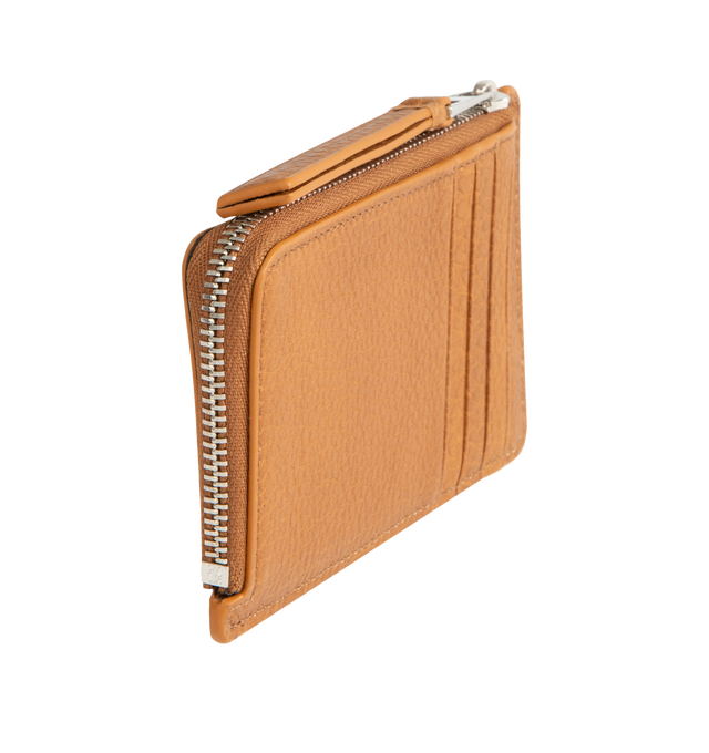 Image 2 of 3 - BROWN - LOEWE Puzzle coin cardholder in supple grained calfskin featuring geometric pattern, four card slots, one zipped coin compartment with calfskin pull, calfskin lining and embossed Anagram. Supple Grained Calf. 7.5 cm x 13 cm x 1 cm. Made in Spain.