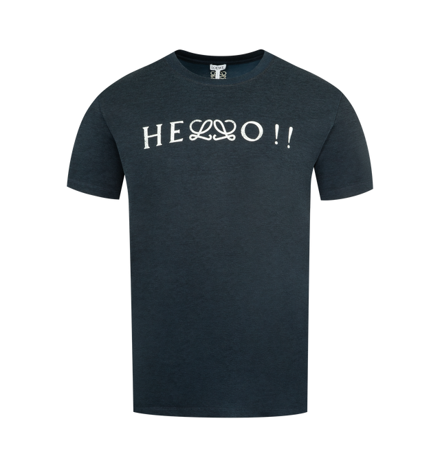 Image 1 of 2 - NAVY - LOEWE Logo T-shirt in lightweight cotton featuring relaxed fit, regular length, crew neck?, ribbed collar and LOEWE Anagram embroidery placed on the chest patch pocket. Cotton. Made in Portugal.