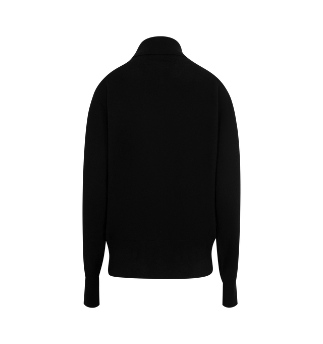 Image 2 of 2 - BLACK - THE ROW Lillia Cardigan in Cashmere in soft cashmere with seamless construction, slightly oversized fit, collared neck, front button closure, and ribbed collar, cuffs, and hem. 100% cashmere. Made in Italy.