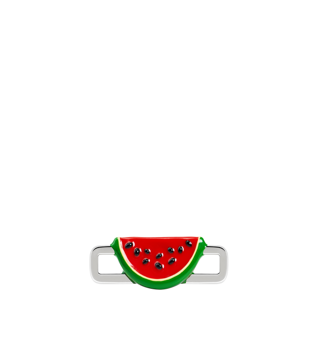 Image 1 of 9 - RED - Poubel by The Gstaad Guy Watermelon Charm. All charms are made of .925 sterling silver, and are hand-painted using non-toxic lead-free enamel. Links sold separately. Hirshleifers offers a range of initial pieces from this collection in-store. For personal consultation and detailed information about jewelry, please contact our dedicated stylist team at personalshopping@hirshleifers.com