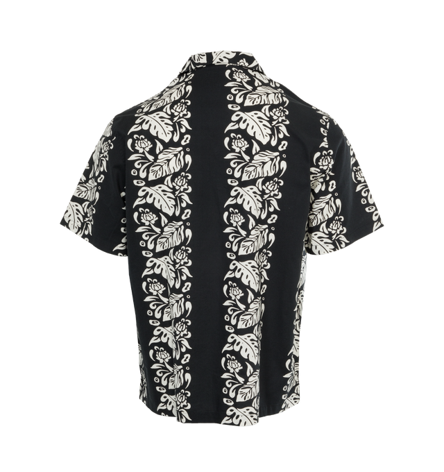 Image 2 of 3 - BLACK - CARHARTT WIP Floral Stripe Shirt featuring loose fit, garment-washed, allover print and embroidered script logo. 86% cotton, 14% linen. 