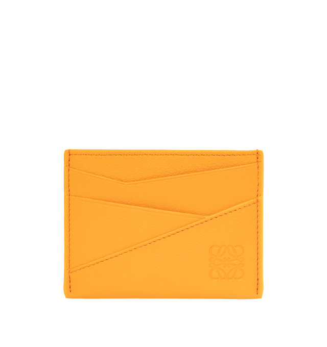 Image 1 of 3 - ORANGE - LOEWE Puzzle Plain Cardholder featuring four card slots, one central pocket, overlapped edges and embossed Anagram. Classic calf. Made in Spain. 