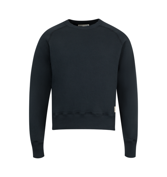Image 1 of 3 - GREY - MERZ B. SCHWANEN Basic Sweatshirt featuring raglan sleeves, relaxed fit, classic crew neck, ribbed hem, triangle inserts under arms and printed canvas label. 100% cotton.