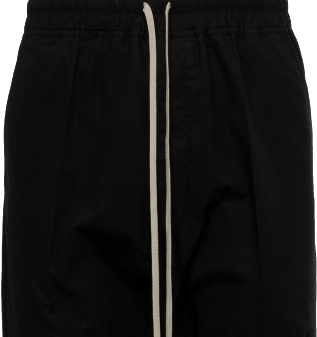 Image 4 of 4 - BLACK - RICK OWENS Drawstring Crop Pants featuring elastic drawstring waist, cropped hem, side slit pockets and back flap pockets. 53% viscose, 47% acetate. 