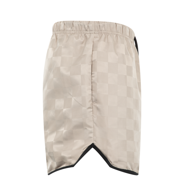Image 3 of 3 - NEUTRAL - Fear of God Essentials Mens Checkered Gym Shorts are crafted from nylon. Feature a relaxed fit, and an elasticized waistband with drawstring. Main Material: Nylon.